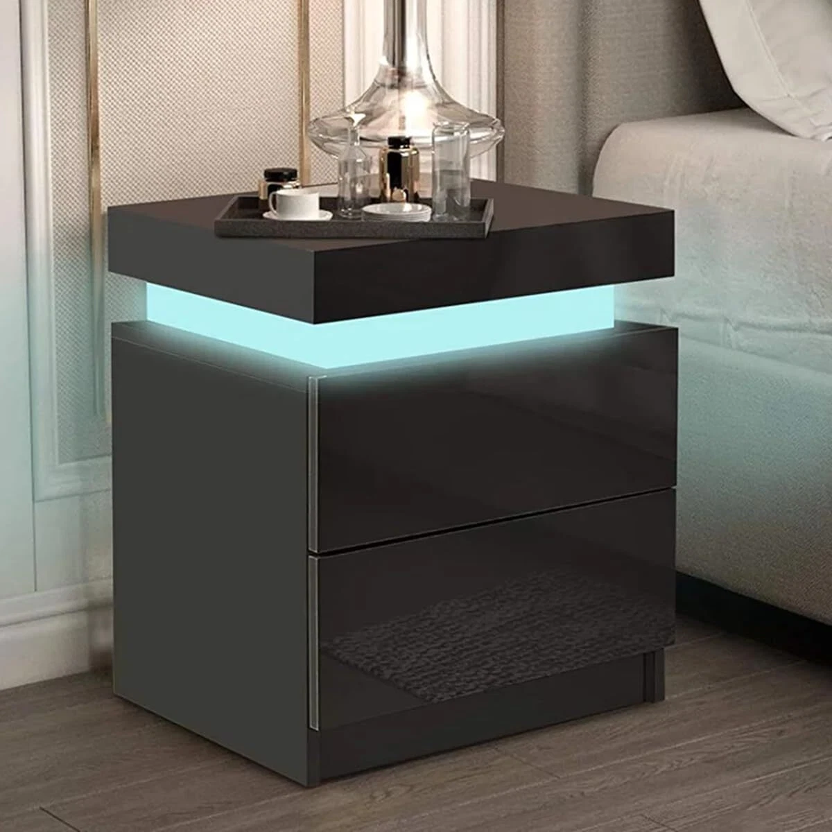 LED RGB Nightstand Bed Side Table Night Stand 2 Hi